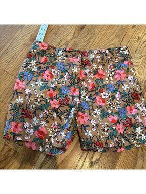TALBOTS WOMENS PINK FLORAL CHINO SHORTS 8 PETITE